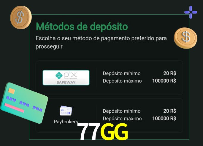 O cassino 77GGbet oferece uma grande variedade de métodos de pagamento